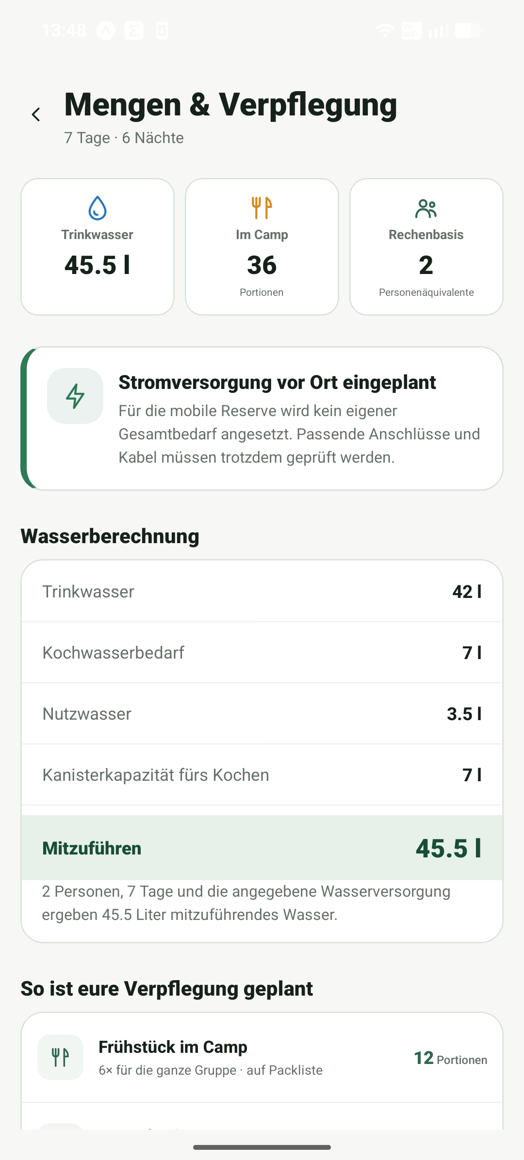 PlanCamp Mengen & Verpflegung
