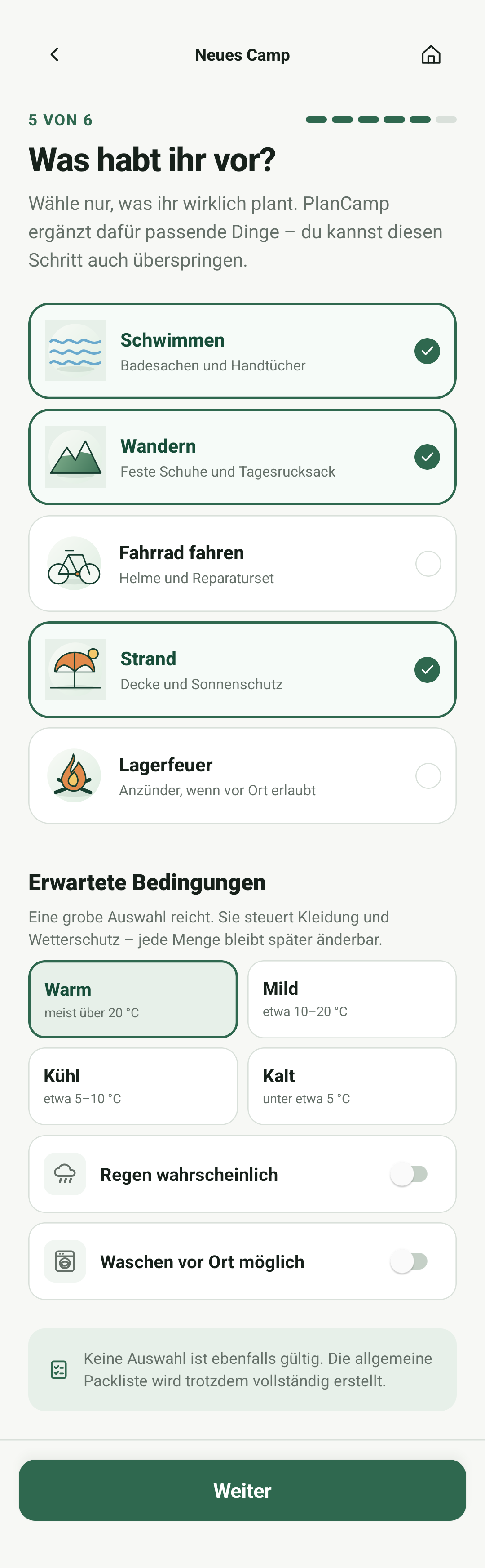 PlanCamp Vor dem Speichern prüfen